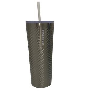 Starbucks 2022‎ Silver Twisted Swirl Stainless Steel Venti Tumbler 24oz Cup NWT